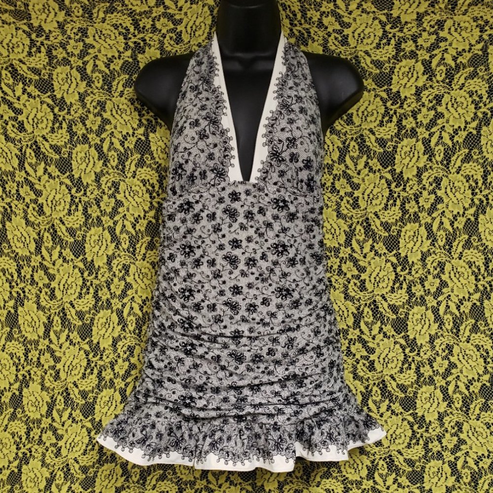 Juicy Couture Skirted Marilyn Monroe Lace Print One Piece Swimsuit